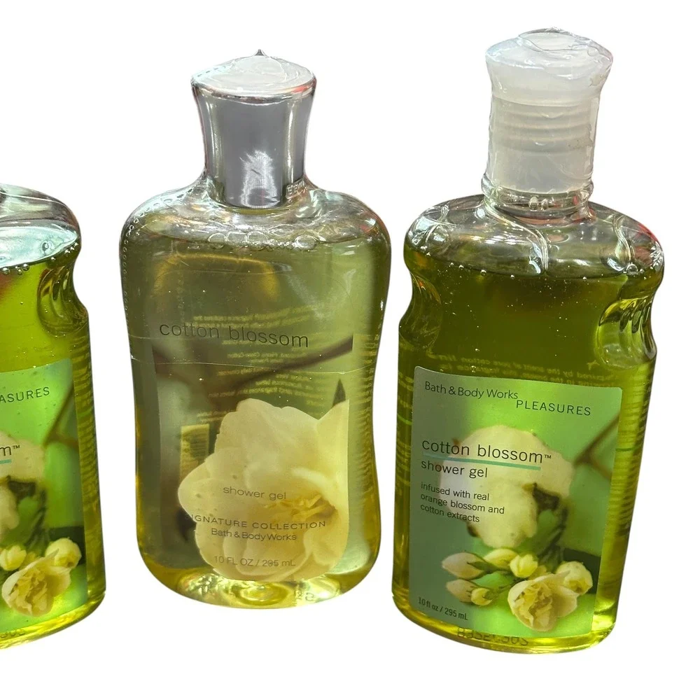 Bath & Body Works Cotton‎ Blossom Shower Gel 10oz Lot of 3 Pleasures Signature